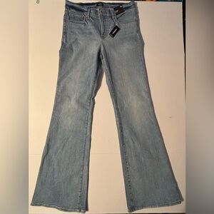 Express 70’s Flare Mid Rise Women’s Jeans Sz 10L Medium Wash Stretch Blue Denim